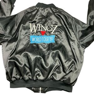 Vintage WingZ World Tour 1989 Satin Bomber Jacket. Made in the USA. Size L